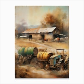 A wall artwork dating back to the year 1960, with all the details and colours. The farm is from an old oil painting, with faded oil colours.6 Canvas Print