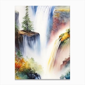 Victoria Falls Of The North, Canada Water Colour  (3) Canvas Print
