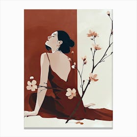 Chinese Woman With Sakura Canvas Print