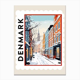 Retro Winter Stamp Poster Copenhagen Denmark 2 Canvas Print