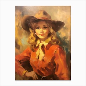 Vintage Cowgirl Painting 1 Canvas Print