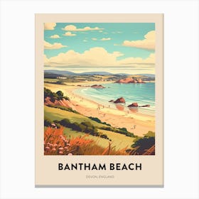 Devon Vintage Travel Poster Bantham Beach 4 Canvas Print