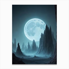 Landscape With A Full Moon Canvas Print