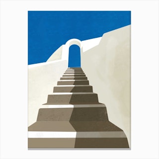Stairs To The Sky Santorini Canvas Print