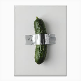 Duct Tape Pickle, white background, Maurizio Cattelan Style Canvas Print