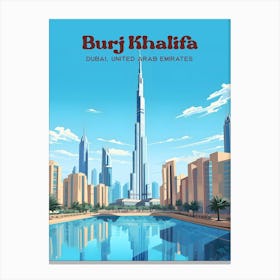 Burj Khalifa Dubai Vacation Modern Travel Illustration Canvas Print