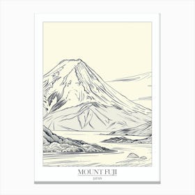 Mount Fuji Japan Line Drawing 7 Poster Canvas Print