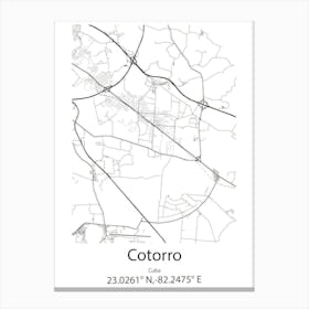 Cotorro,Cuba Minimalist Map Canvas Print