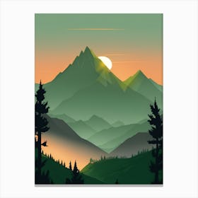 Misty Mountains Vertical Composition In Green Tone 20 Canvas Print