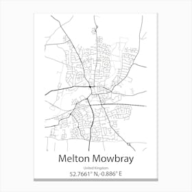 Melton,Australia Minimalist Map Canvas Print