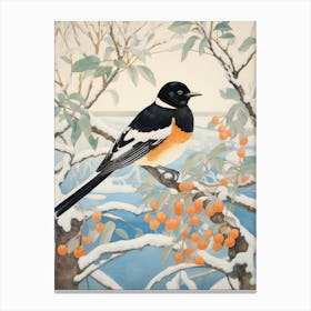 Winter Bird Painting Magpie 7 Canvas Print