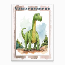 Cute Watercolour Of A Camarasaurus Dinosaur 4 Poster Canvas Print