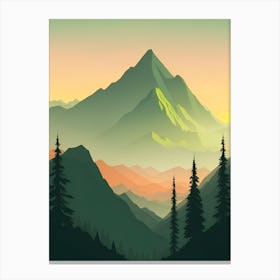 Misty Mountains Vertical Composition In Green Tone 97 Canvas Print