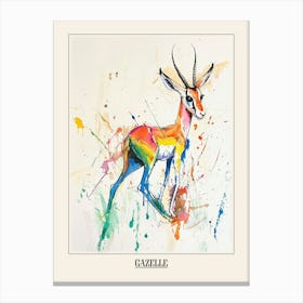 Gazelle Colourful Watercolour 2 Poster Canvas Print