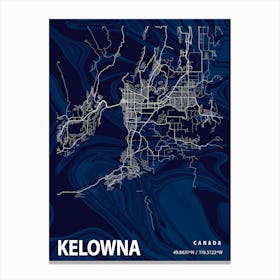 Kelowna Crocus Marble Map Canvas Print