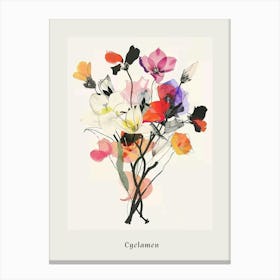 Cyclamen 2 Collage Flower Bouquet Poster Canvas Print