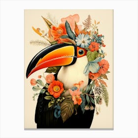 Bird With A Flower Crown Toucan 3 Canvas Print