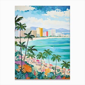 Waikiki Beach, Honolulu, Hawaii, Matisse And Rousseau Style 1 Canvas Print