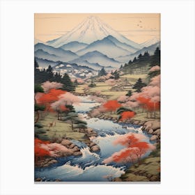 Yatsugatake Mountains In Yamanashi, Ukiyo E Drawing 3 Canvas Print