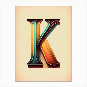 K, Letter, Alphabet Retro Drawing 2 Canvas Print