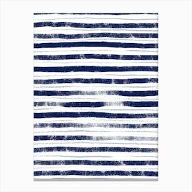 Blue Stripes Grungy Canvas Print