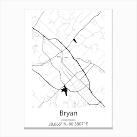 Bryan,United States Minimalist Map Canvas Print