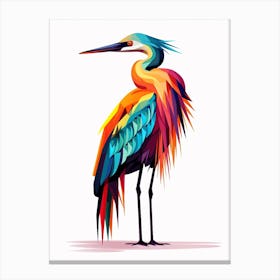 Colourful Geometric Bird Egret Canvas Print