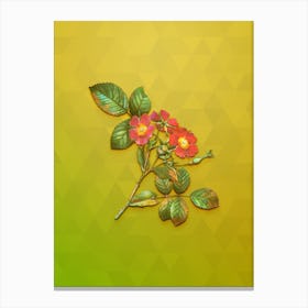 Vintage Redleaf Rose Botanical Art on Empire Yellow Canvas Print
