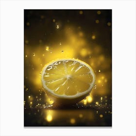 Water Drops On A Lemon Canvas Print