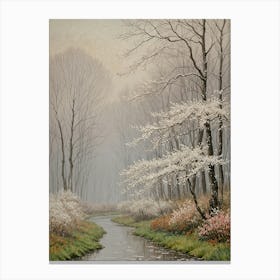 Stream In The Misty Woods Canvas Print