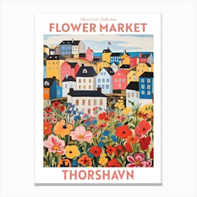 Thorshavn Red Flower Market Floral Art Print Travel Print Plant Art Modern Style Canvas Print
