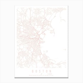 Boston Massachusetts Light Pink Minimal Street Map Canvas Print