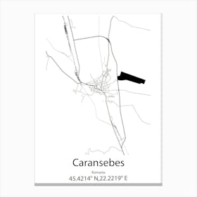 Caransebes,Romania Minimalist Map Canvas Print