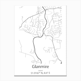 Glanmire,Ireland Minimalist Map Canvas Print