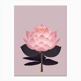 A Pink Lotus In Minimalist Style Vertical Composition 10 Canvas Print