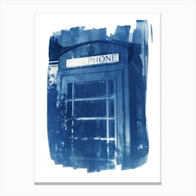 British Phone Box Vintage Cyanotype Canvas Print