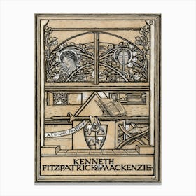 Design for a Bookplate for Kenneth Fitzpatrick Mackenzie (ca.1909), Paul Nash Canvas Print