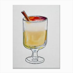 Brandy Alexander 2 Minimal Line Drawing With Watercolour Cocktail Poster Canvas Print