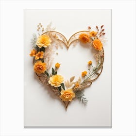 Heart Shape With Dried Flowers Canvas Print