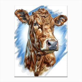 Cow Head Illustration Canvas Print