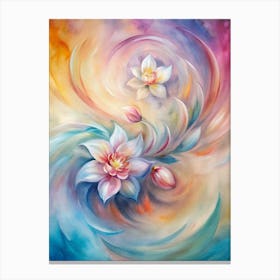 Lotus Flower Watercolor Painting Canvas Print