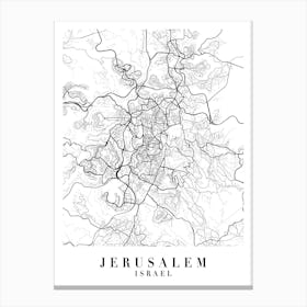 Jerusalem Israel Street Map Minimal Canvas Print