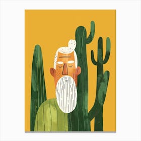 Old Man Cactus Minimalist Abstract Illustration 2 Canvas Print