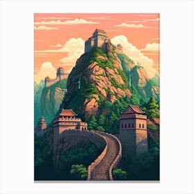 Great Wall Of China Pixel Art 3 Canvas Print