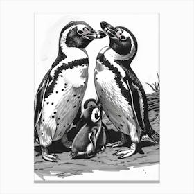 African Penguin Feeding Their Chicks 1 Canvas Print