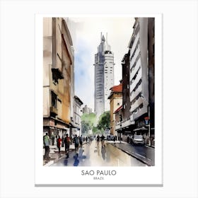 Sao Paulo Brazil Watercolour Travel Poster 3 Canvas Print