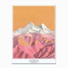 Toubkal Morocco Color Line Drawing 5 Poster Canvas Print