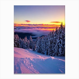 Pas De La Casa, Andorra Sunrise Skiing Poster Canvas Print