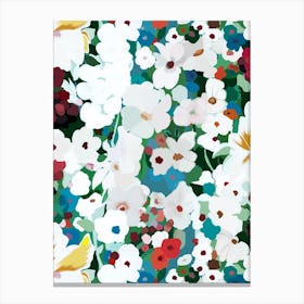 Floral Pattern Snow White "Floral Symphony" Canvas Print
