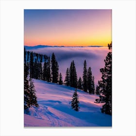Lake Tahoe, Usa Sunrise Skiing Poster Canvas Print